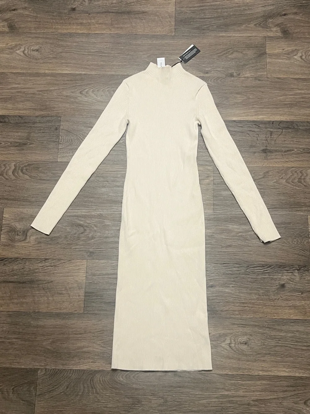 NEW Aritzia Babaton Compose Mock-Neck Knit Sweater Dress Birch Cream Size XS NWT